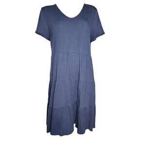 Cable & Gauge Dress Womens Size XL Solid All Blue Short Sleeve Pullover